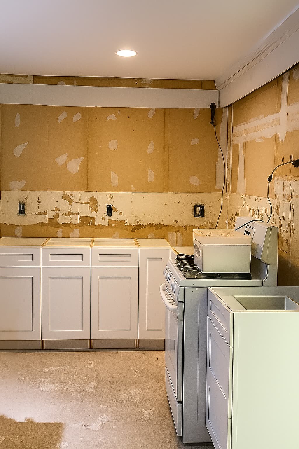 Bathroom, tile, drawall, paint, flooring and cabinets